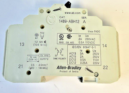 ALLEN BRADLEY 1489-A1C030 CIRCUIT BREAKER SER.A W/ 1489-ABH12 SER.A