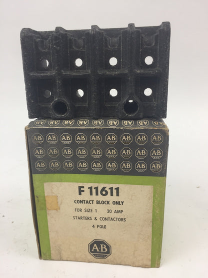 ALLEN BRADLEY F11611 CONTACT BLOCK ONLY FOR SIZE 1 30A STARTER & CONTACTOR 4P