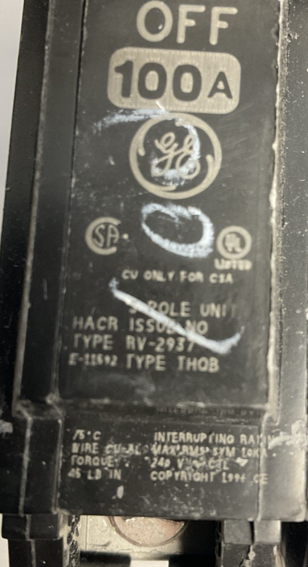 GE THQB 100A CIRCUIT BREAKER 3POLE