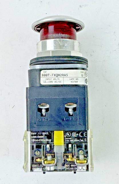 ALLEN-BRADLEY - 800T-FXTQH2RA5 SER. U - RED MUSHROOM PUSH/PULL BUTTON W/ BLOCK