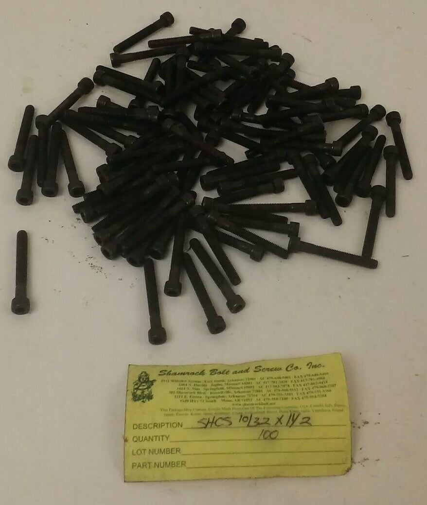 SHAMROCK BOLT & SCREW CO. INC. SHCS 10/32 X 1 1/2'' ,QTY 100, BOLT ALLEN HEAD
