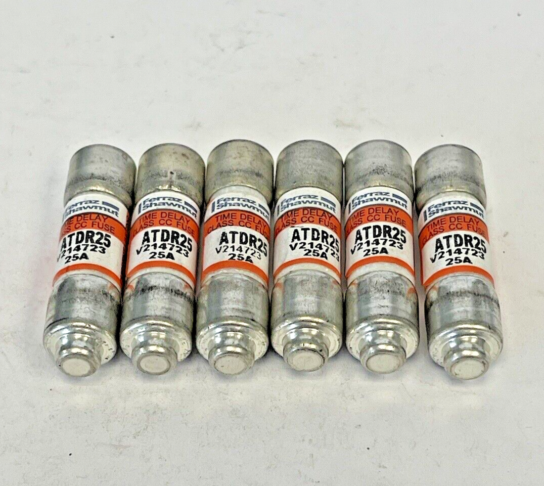 FERRAZ SHAWMUT *LOT OF 6* - ATDR25- 225 AMP, 600 VAC, TIME-DELAY, CLASS CC FUSES