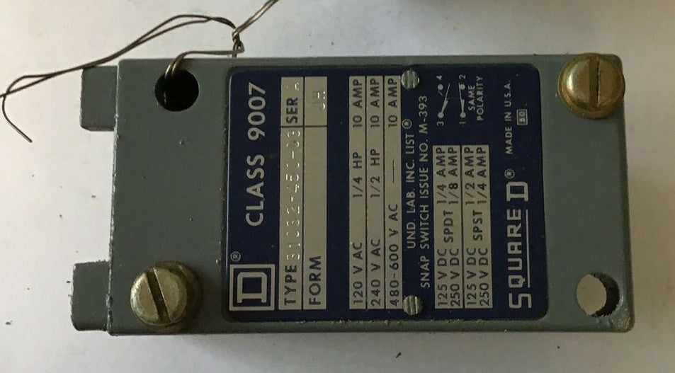 SQUARE D 9007 LIMIT SWITCH BODY 31032-450-03 SER.A 600VAC 10A JH