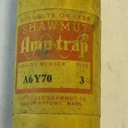 SHAWMUT A6Y70 AMP TRAP FUSE TYPE 3 600V ***LOTOF5***