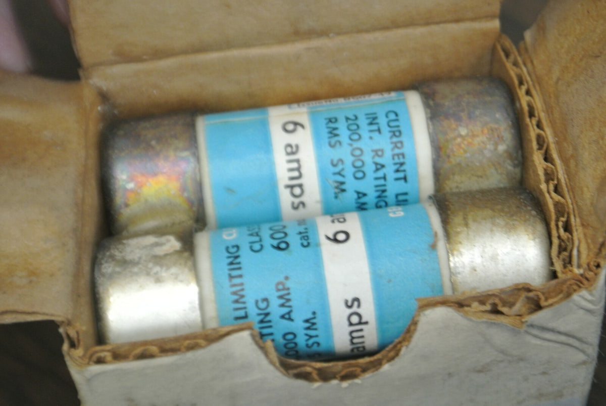 BOX of 6 GENERAL ELECTRIC GF8B6 CLASS J CLF® FUSE / 6A / 600V  NEW SURPLUS