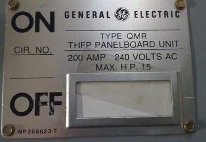 GE THFP224 MODEL 1 FUSIBLE PANELBOARD SWITCH 2P 200A 240VAC 250VDC