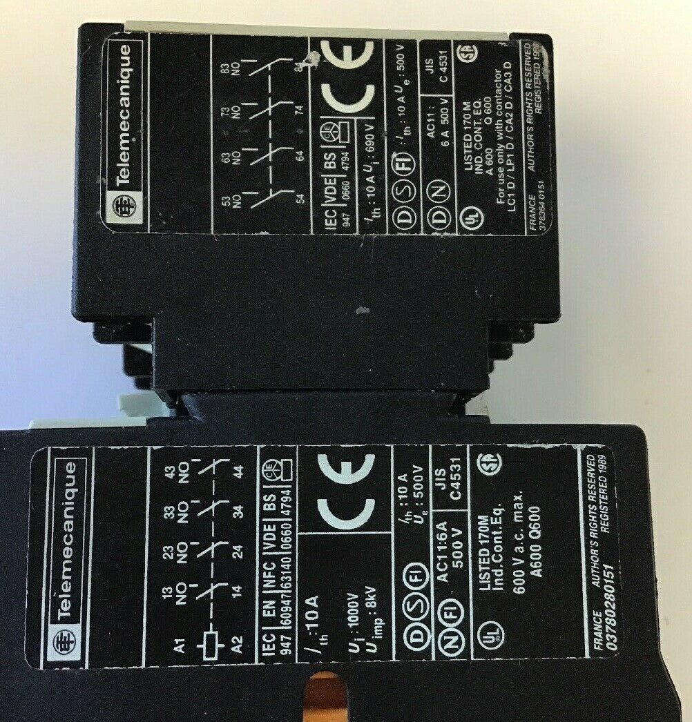 TELEMECANIQUE LA DN 40 W/LA4 DE 1E CONTACT 600VAC 10A