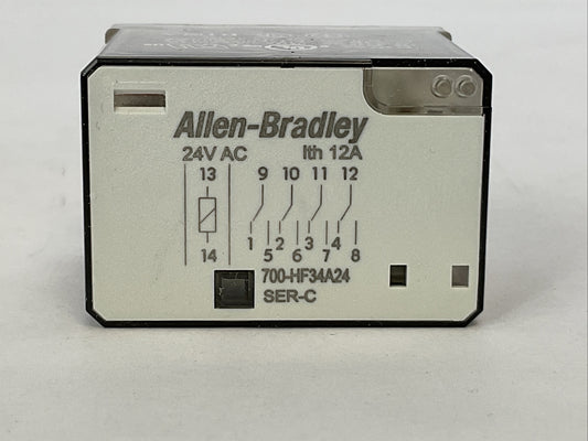 ALLEN BRADLEY 700-HF34A24 SER C RELAY 12A 4 C/O (4PDT) 24VDC 50/60HZ