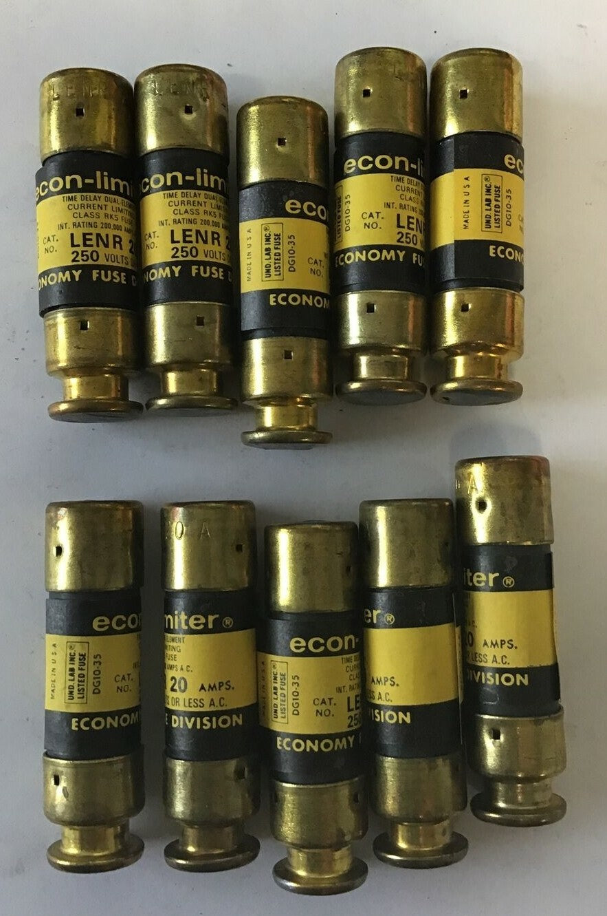 ECONOMY LENR 20 FUSE CLASS RK5 ECON-LIMITER 250VAC 20A ***LOTOF10***
