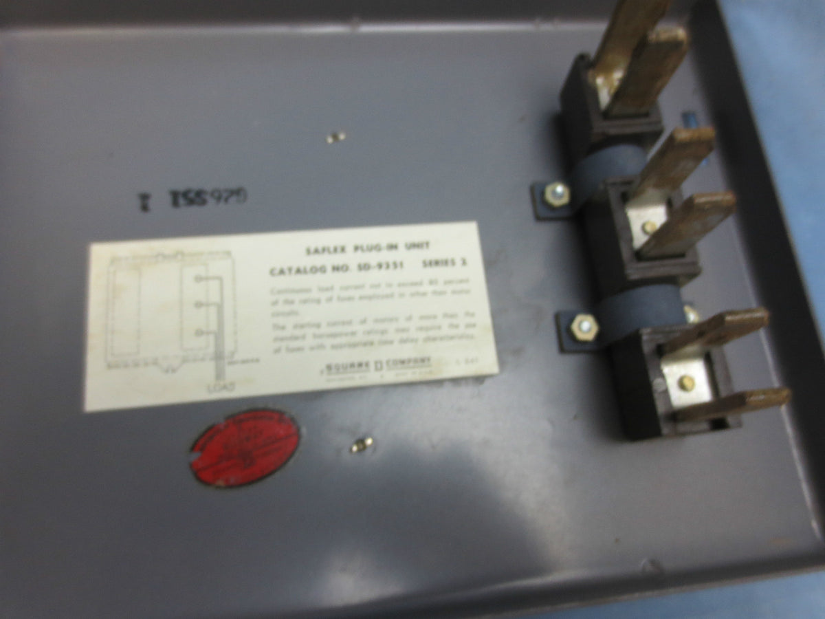 SQUARE D SD-9351 SAFLEX PLUG-IN UNIT - 30A, 3PH, 3WIRE, 240VAC FUSIBLE BUS PLUG