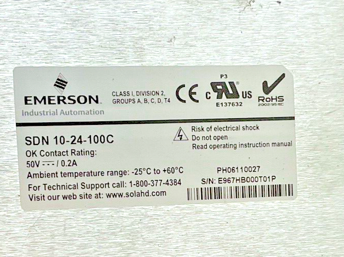 EMERSON SOLA SDN 10-24-100C POWER SUPPLY 28.5VDC