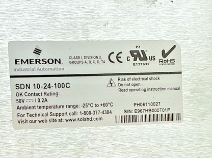 EMERSON SOLA SDN 10-24-100C POWER SUPPLY 28.5VDC