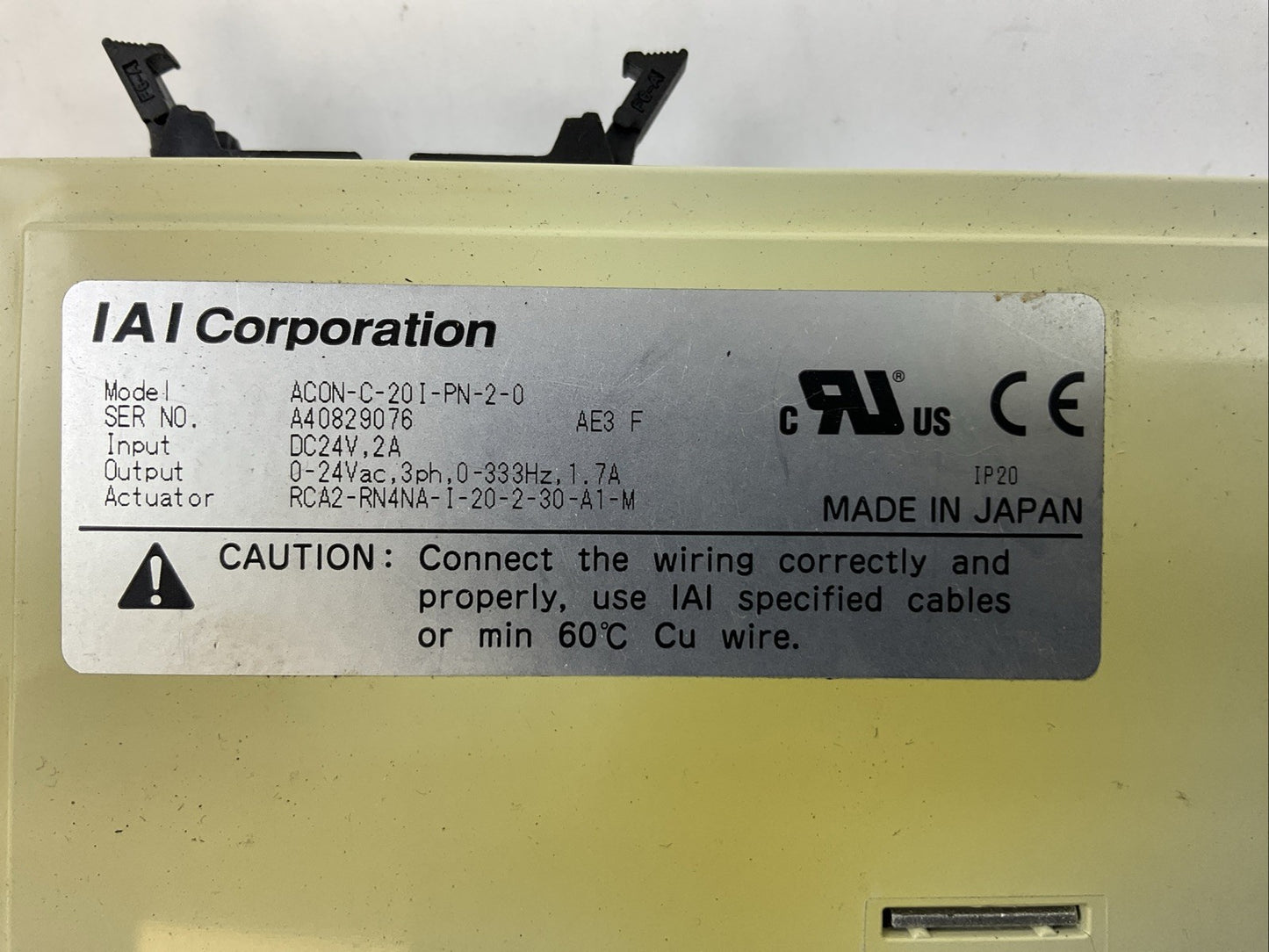 IAI ACON-C-20I-PN-2-0 ACTUATOR POSITION CONTROLLER OUTPUT 0-24VAC INPUT 24VDC