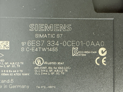SIEMENS 1P 6ES7 334-0CE01-0AA0 I/O MODULE SIMATIC S7