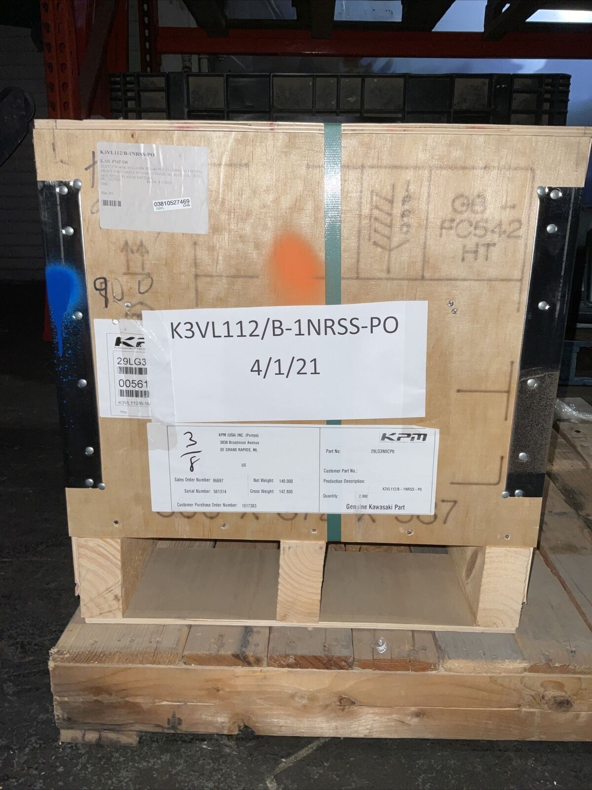 KPM 29LG3N0CP0 K3VL112/B-1NRSS-P0 KAW PMP D4 112CC CW 4.6K SF2-20 PR SF1-40 SUC