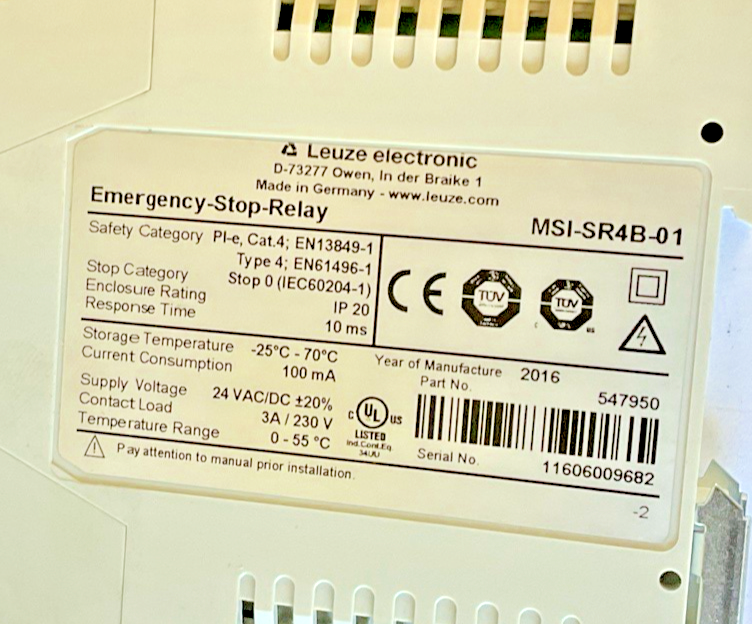 LEUZE MSI-SR4B-01 EMERGENCY STOP RELAY 24VAC/VDC
