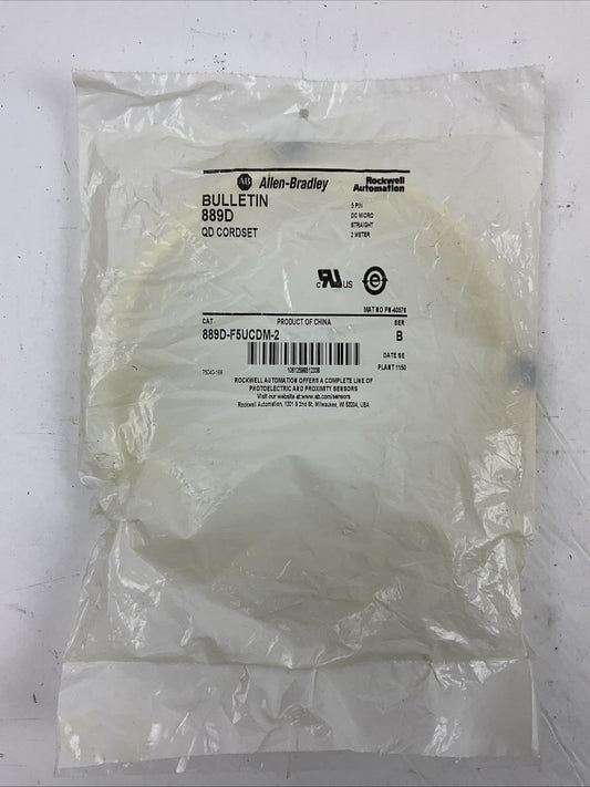 ALLEN BRADLEY 889D-F5UCDM-2 QD CORDSET 5 PIN DC MICRO STRAIGHT 2 METER SER B