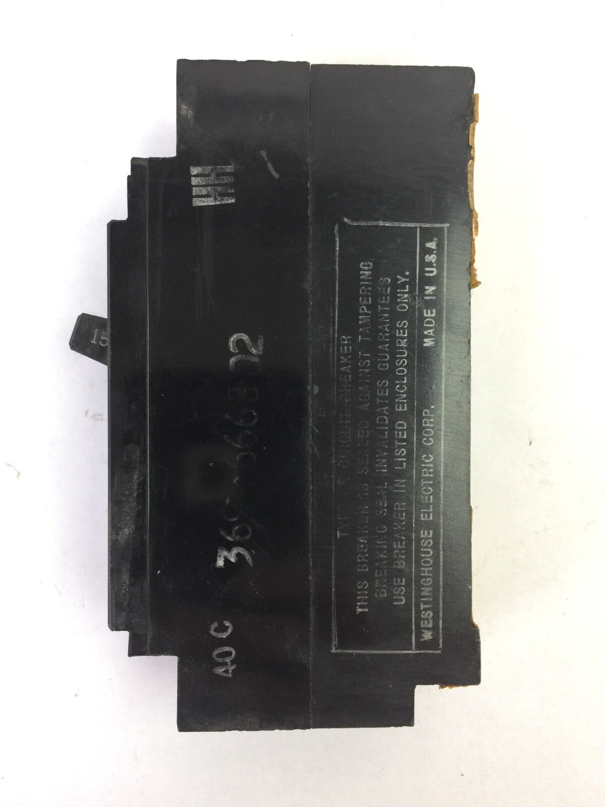WESTINGHOUSE E1015 AB DE-ION CIRCUIT BREAKER 15AMP 1POLE 120VAC 125VDC