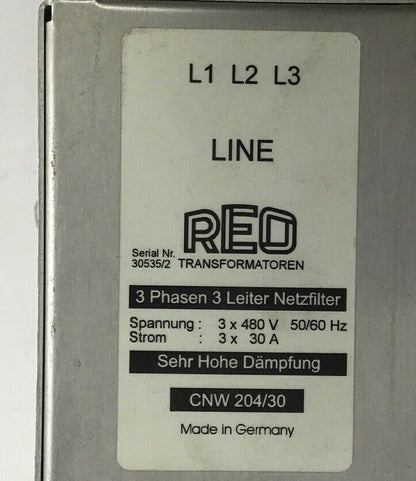 REO  CNW 240/30 LINE FILTER 30 AMP 480V