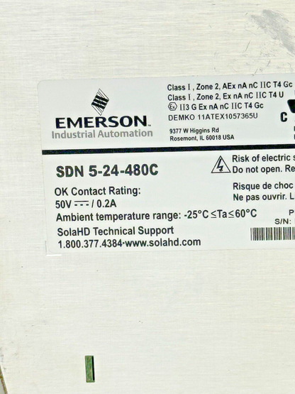 SOLA / EMERSON - SDN 5-24-480C - POWER SUPPLY - 24 VDC, 5 A