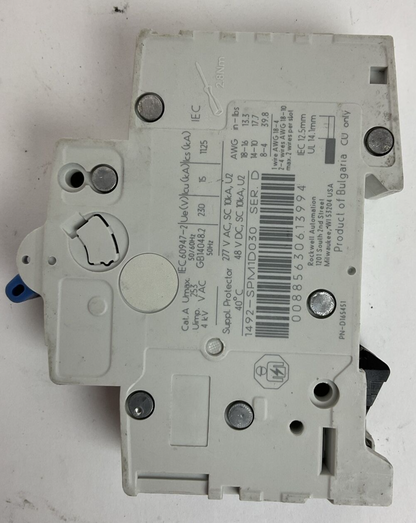 ALLEN BRADLEY 1492-SPM1D030 CIRCUIT BREAKER SER D 3AMP 277VAC 48VDC 1POLE