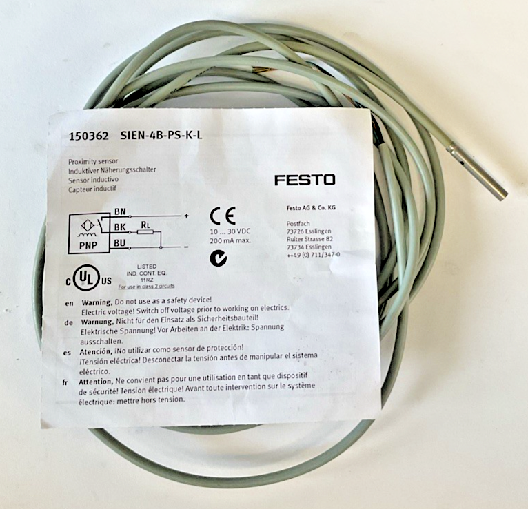 FESTO SIEN-4B-PS-K-L PROXIMITY SENSOR 30VDC 200MA