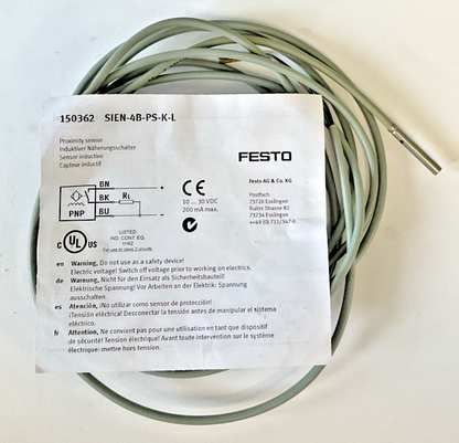 FESTO SIEN-4B-PS-K-L PROXIMITY SENSOR 30VDC 200MA