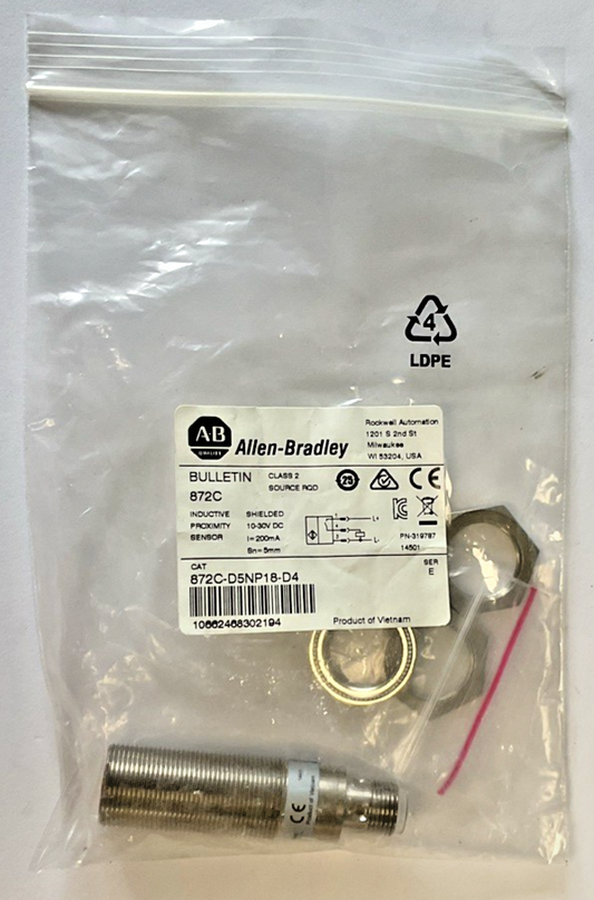 ALLEN BRADLEY 872C-D5NP18-D4 INDUCTIVE PROXIMITY SENSOR 30VDC CLASS2 200MA