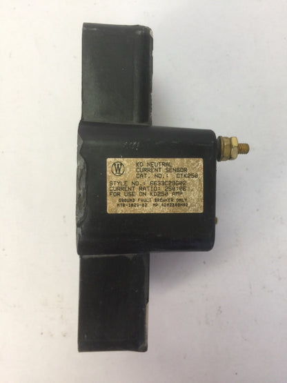 WESTINGHOUSE CTK250 6633C29G02 NUETRAL CURRENT SENSOR FOR USE ON KD250 AMP