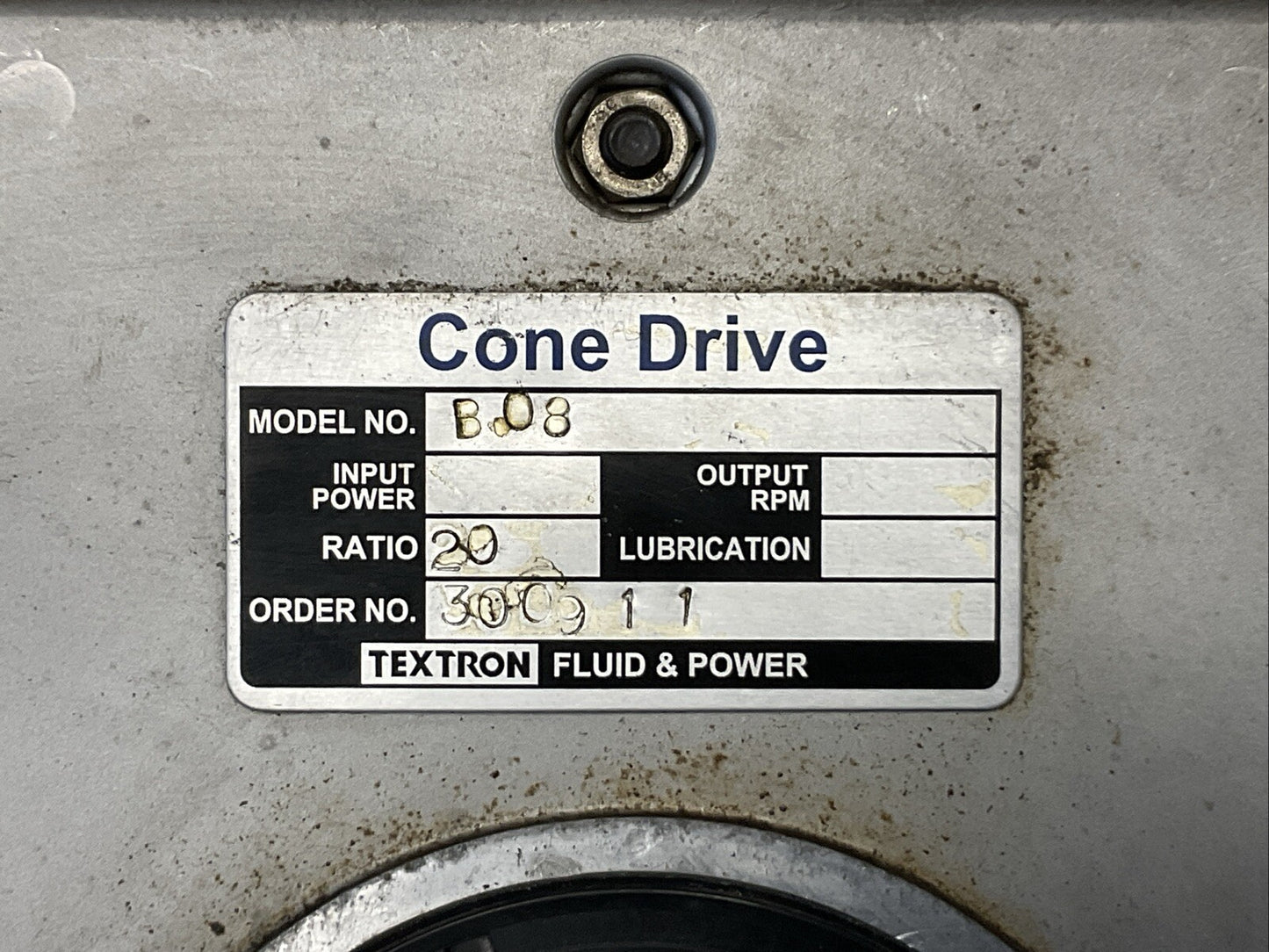 CONE DRIVE B08 GEAR REDUCER RATIO 20