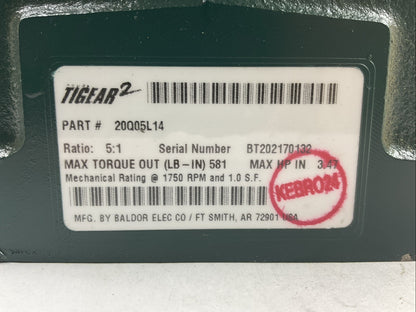 DODGE 20Q05L14 TIGEAR-2 GEAR REDUCER RATIO 5:1 1750RPM