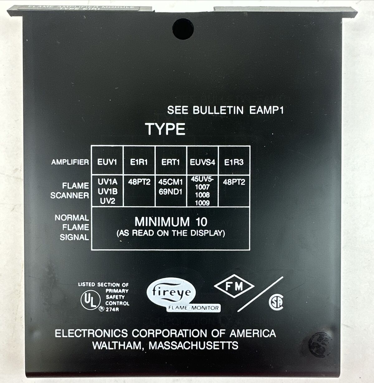 FIREYE FLAME AMPLIFIER MODULE TYPE E1R1