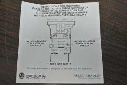 ALLEN-BRADLEY 1401-N10 Series A / SURGE SUPPRESSOR / 150VAC MAX / LOT of 10