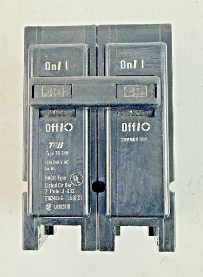 THOMAS & BETTS *LOT OF 5* TB245 - COM TRIP CIRCUIT BREAKERS -2 POLE/20 A/240 VAC