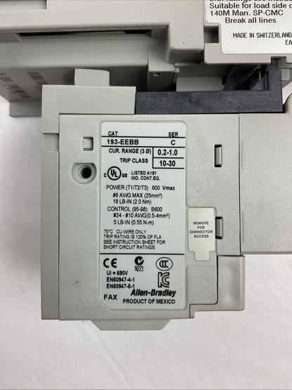 ALLEN BRADLEY STARTER (100S-C09DJ14C (100-C09D*10 +100S-F) + 193-EEBB 0.2-1.0A)