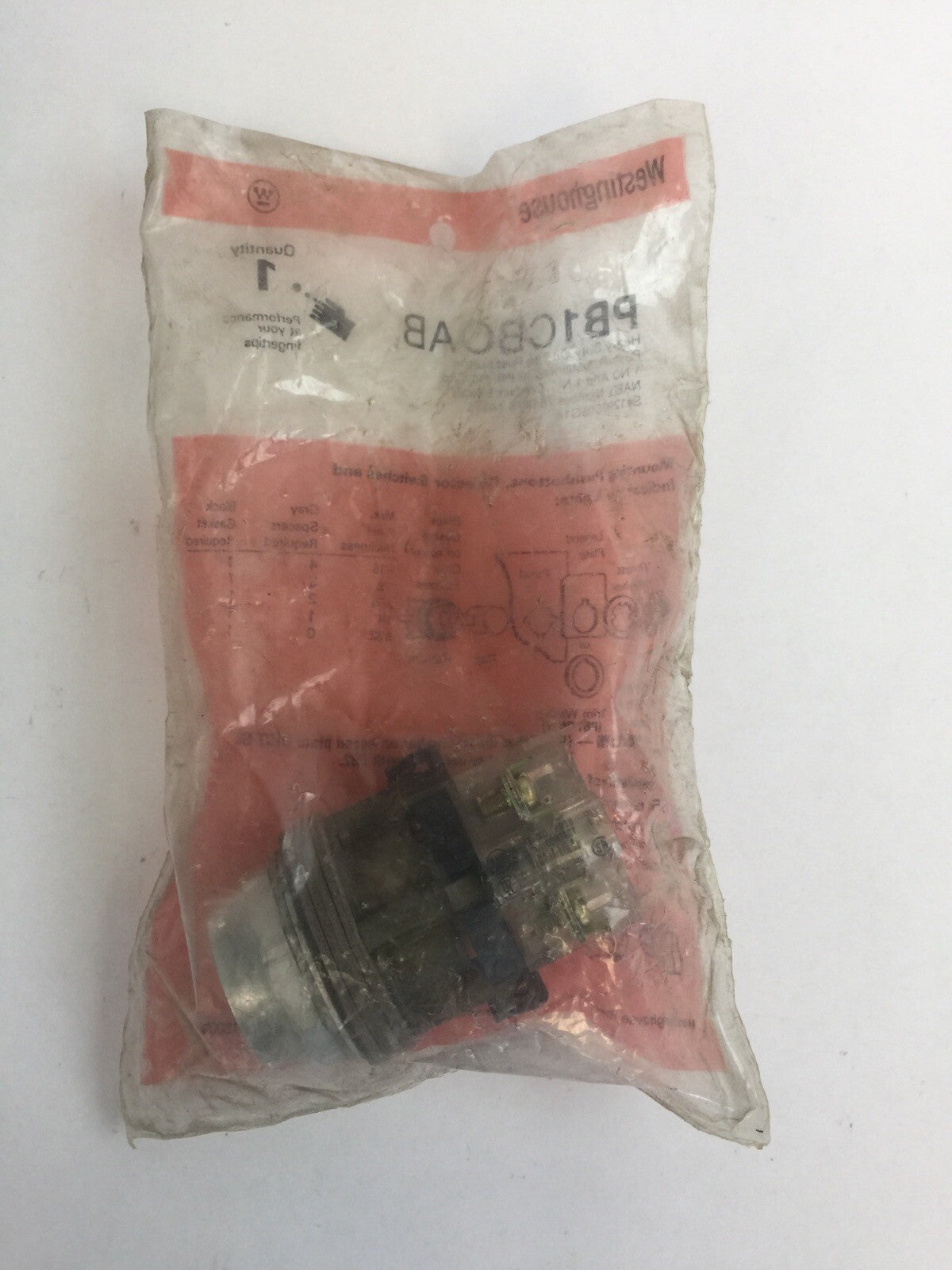 WESTINGHOUSE PB1CBOAB HEAVY DUTY OIL TIGHT PUSH BUTTON NO CAP PB1CB0AB