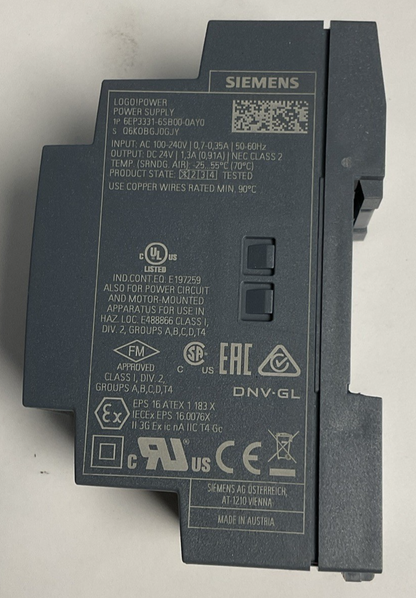 SIEMENS 6EP3331-6SB00-0AY0 POWER SUPPLY 24VDC 1.3A 240VAC