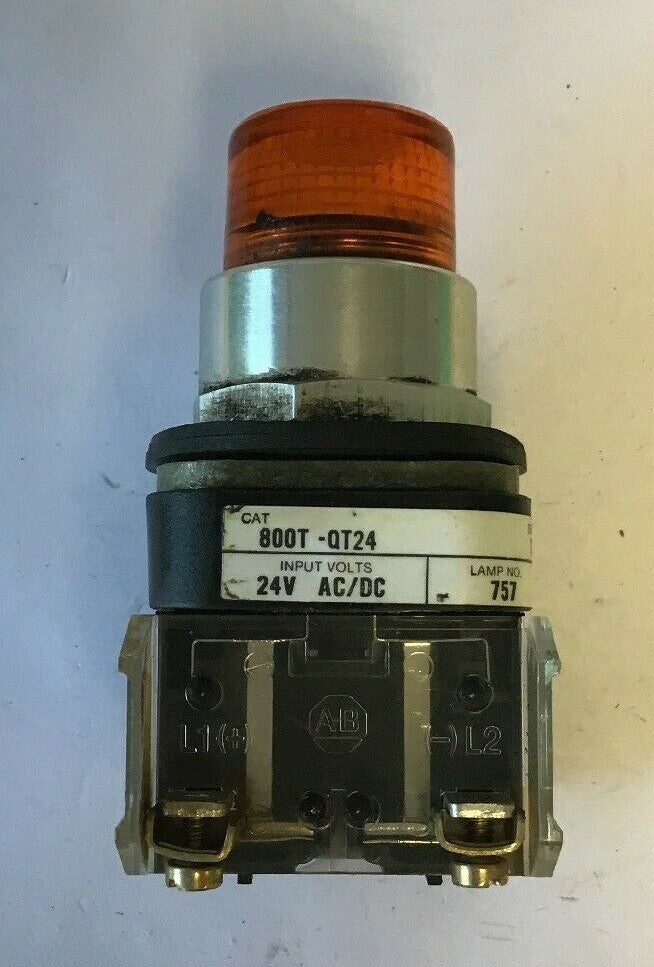 ALLEN-BRADLEY 800T-QT24  SER. T AMBER PUSHBUTTON SWITCH 24VAC/DC #757 LAMP