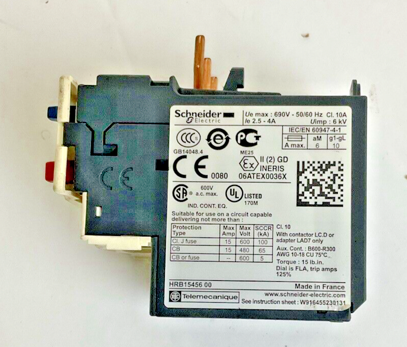 SCHNEIDER ELECTRIC LRD 08 CONTACTOR 2.5-4A 690V 50/60HZ ***LOTOF3***