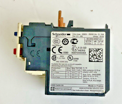 SCHNEIDER ELECTRIC LRD 08 CONTACTOR 2.5-4A 690V 50/60HZ ***LOTOF3***