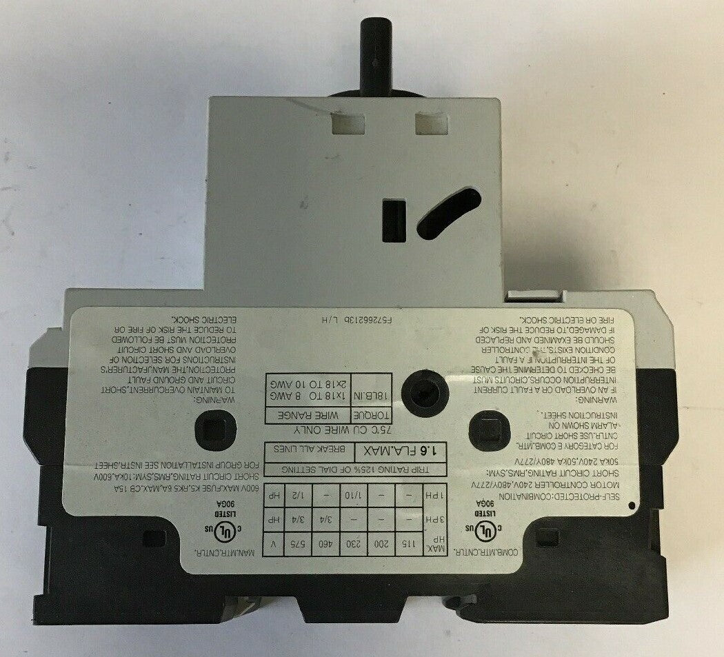 GE GPS1BHAF OVERLOAD STARTER 1-1.6A 690V 50/60HZ 3PH 3/4HP