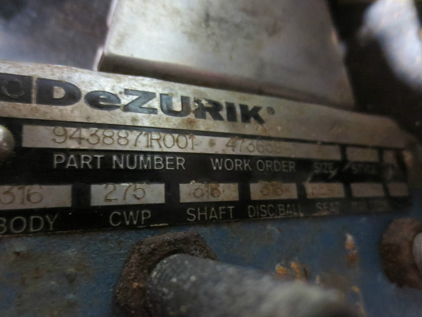 DEZURIK PNEUMATIC ACTUATOR 9438871R001 w/ EP5 POSITIONER & AFR2 REGULATOR