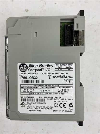 ALLEN BRADLEY 1769-OB32 SER A F/W REV 3.1 DIR/VER 95320754/04 32PT 20.4-26.4VDC