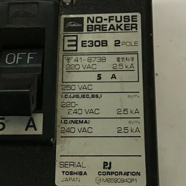 TOSHIBA E30B NO-FUSE BREAKER 2POLE 220VAC 2.5KA
