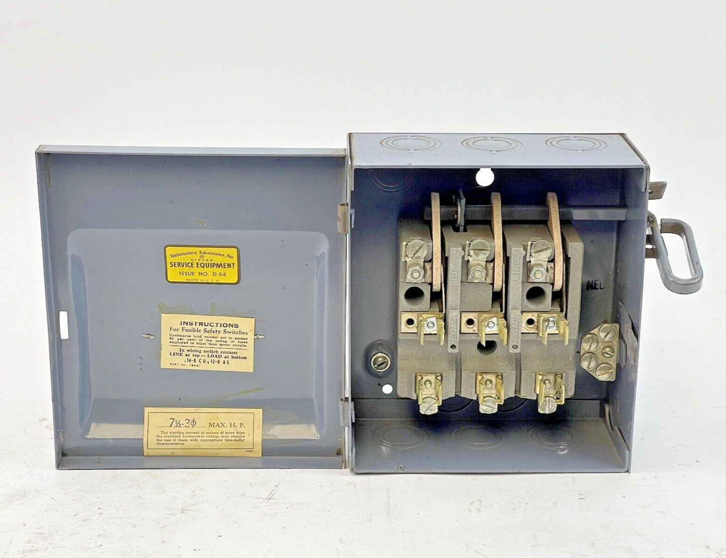 WADSWORTH ELECTRIC - 8733N - ENCLOSED SWITCH - 4 POLE, 30A, 240 VAC