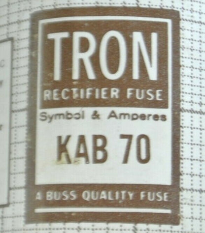 BOX of 5 / BUSSMANN / TRON KAB70 RECTIFIER FUSE / 250V / 70A / NEW SURPLUS
