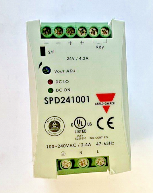 CARLO GAVAZZI SPD241001 POWER SUPPLY 47-63HZ 2.4A 240VAC 100W 24VDC