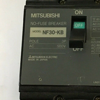 MITSUBISHI NF30-KB 30AMP NO-FUSE  CIRCUIT BREAKER 500VAC 3POLE