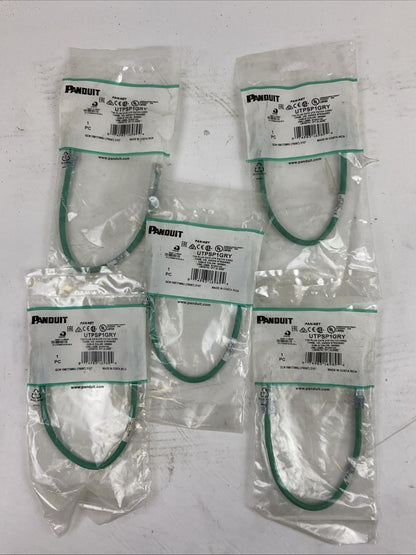 PANDUIT UTPSP1GRY 1FT TX6 PLUS CAT6 UTP PATCH CORD (LOT OF 5)