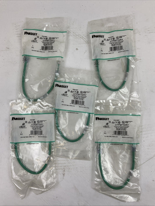 PANDUIT UTPSP1GRY 1FT TX6 PLUS CAT6 UTP PATCH CORD (LOT OF 5)